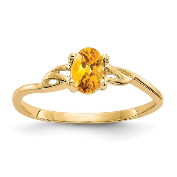14k Yellow Gold Citrine (November Birthstone) Ring Size 7